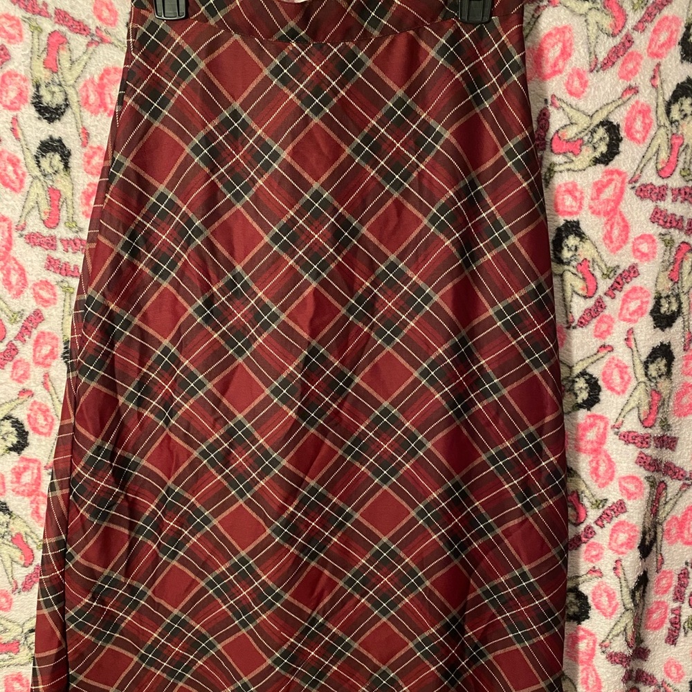 Vintage plaid long skirt